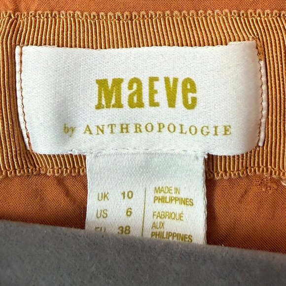 Anthropologie Maeve vest burnt orange 6 tie waist button front waistcoat - Picture 4 of 8